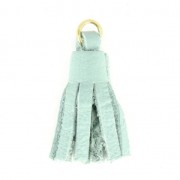 Leather tassel 22 mm for DIY creation or customization - Mint Fine Gold Plated x1