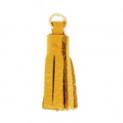 Leather tassel 22 mm for DIY creation or customization -Yellow Fine Gold Plated x1