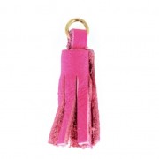 Leather tassel 22 mm for DIY creation or customization - Fuchsia/Gold Tone x1