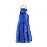 Leather tassel 22 mm for DIY creation or customization Blue Fine Gold Plated x1|raw }}