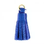 Leather tassel 22 mm for DIY creation or customization Blue Fine Gold Plated x1