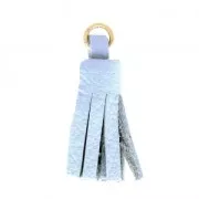 Leather tassel 22 mm for DIY creation or customization - Blue/Gold Tone x1