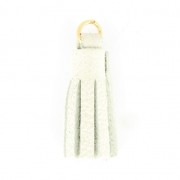Leather tassel 22 mm for DIY creation or customization - White/Gold Tone x1