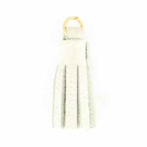 Leather tassel 22 mm for DIY creation or customization - White/Gold Tone x1