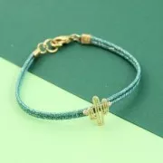 Brillant metal soutache braid Made in Italy 3.5 mm Turquoise / Gold x1m