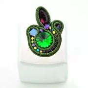 Brillant metal soutache braid Made in Italy 3.5 mm Red / Silver x1m