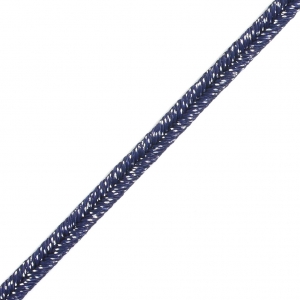 Brillant metal soutache braid Made in Italy 3.5 mm Night Blue / Silver x1m