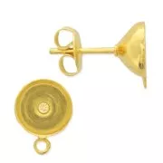 Cabochon earstuds 1028/1088 et Zircon 8mm with a ring Fine gold plated x2