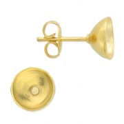Cabochon earstuds 1028/1088 et zirconium oxide 8mm Fine gold plated x2|raw }}