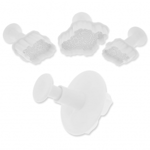Set of textured cookie cutters with piston for polymer clay - Fancy Henna Lace x3