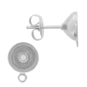 Cabochon earstuds 1028/1088 et zirconium oxide 8mm with a ring rhodium x2