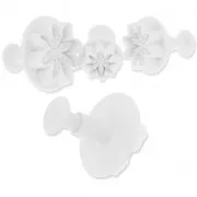 3 cookie cutters with piston for polymer clay - Flower Burst Cutters