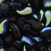 Zoliduo® Left pressed glass beads with two holes 5x8mm Jet AB x20