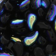 Zoliduo® Right pressed glass beads with two holes 5x8mm Jet AB x20|raw }}