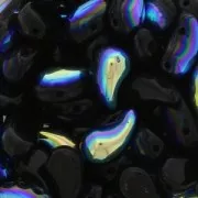 Zoliduo® Right pressed glass beads with two holes 5x8mm Jet AB x20