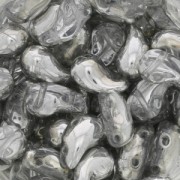 Zoliduo® Right pressed glass beads with two holes 5x8mm Crystal/Silver x20