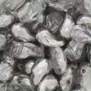 Zoliduo® Right pressed glass beads with two holes 5x8mm Crystal/Silver x20