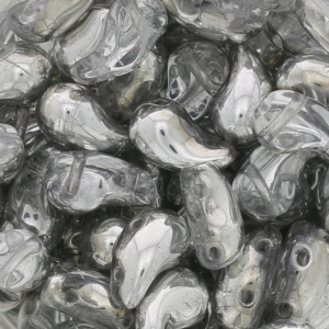 Zoliduo® Right pressed glass beads with two holes 5x8mm Crystal/Silver x20