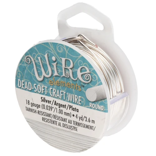 Copper soft Craft Wire 1,02 mm silver tone plated anti-tarnish x 3,65m