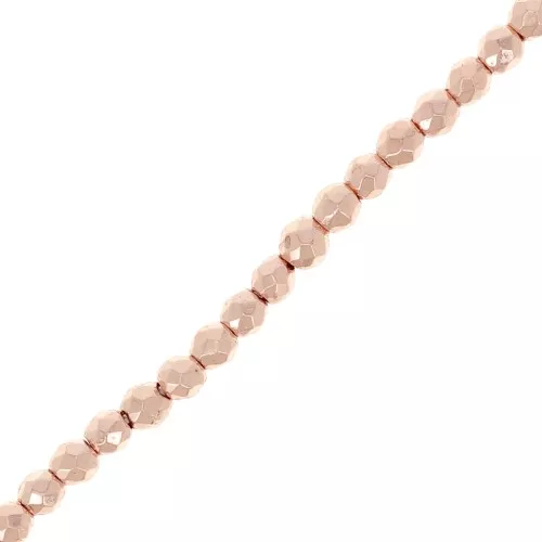 Imitation hematite faceted round Mini-beads 2.2mm Rose Gold x39cm