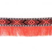Galon fringed Inca ethnic pattern 30 mm Coral/Black x1m