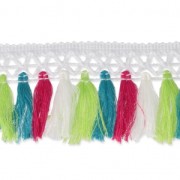 Pompon and lace ribbon 50 mm White/Fuchsia/Green Anise/Dark Green x50cm|raw }}