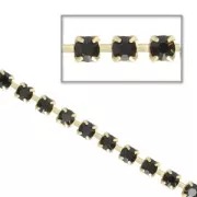 Rhinestones chain in cut crystal 2.10 mm Jet x50cm