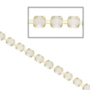 Brass chain in cut crystal 2.10 mm Rhinestones - White Opal x50cm