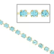 Rhinestones chain in cut crystal 2.10 mm Aquamarine x50cm