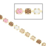 Rhinestones chain in cut crystal 2.10 mm White Opal/Light Rose/Light Colorado Topaz/Smoked Topaz x50cm|raw }}