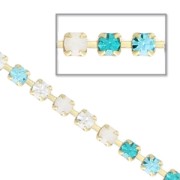 Rhinestones chain in cut crystal 2.10 mm Crystal/Aqua/BlueZircon/White Opal x50cm|raw }}