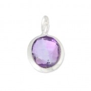 Faceted charm 6.9 mm with 925 sterling silver pendant /Amethyst|raw }}