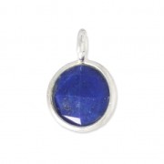 Faceted charm 6.9 mm 925 sterling silver pendant /Lapis|raw }}