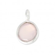 Faceted charm 6.9 mm 925 sterling silver pendant /Rose Quartz|raw }}