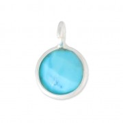Faceted charm 6.9 mm 925 sterling silver pendant /Turquoise|raw }}