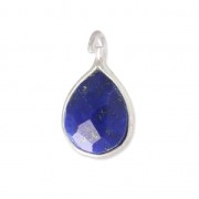Faceted charm 6.8x12.7 mm 925 sterling silver pendant /Lapis x1|raw }}