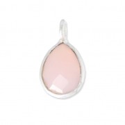 Faceted charm 6.8x12.7 mm 925 sterling silver pendant /Quartz Rose x1|raw }}