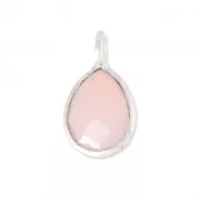 Faceted charm 6.8x12.7 mm 925 sterling silver pendant /Quartz Rose x1