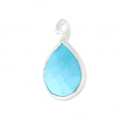 Faceted charm 6.8x12.7 mm 925 sterling silver pendant /Turquoise x1|raw }}