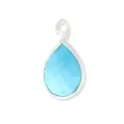 Faceted charm 6.8x12.7 mm 925 sterling silver pendant /Turquoise x1