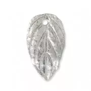 Textured leaf charm 12.5 mm - 925 Sterling Silver x1