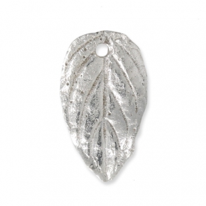 Textured leaf charm 12.5 mm - 925 Sterling Silver x1