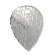 Textured round leaf charm 14.3 mm - 925 Sterling Silver x1|raw }}
