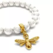 925 Sterling Silver ring dangle charm 9.5 mm Gold Rose Tone  x1