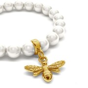 925 Sterling Silver ring dangle charm 9.5 mm Gold Tone x1