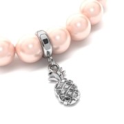 925 Sterling Silver Pineapple charm 14mm Gold Rose  x1