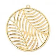 Metal pendant with palm tree leafs 46mm fine Gold plated x1