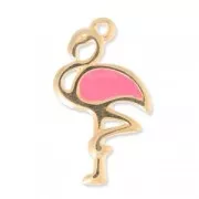 Pink Flamingo epoxy resin Charm 24mm Pink Coral/gold tone x1