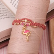 Pink Flamingo epoxy resin Charm 24mm Pink Coral/gold tone x1