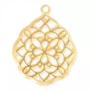 Metal charm openwork drop pattern 26.5mm fine Gold plated  x1